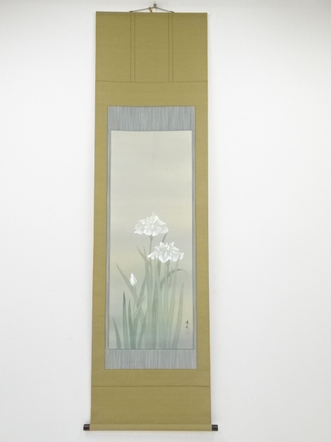 JAPANESE HANGING SCROLL / HAND PAINTED / IRIS